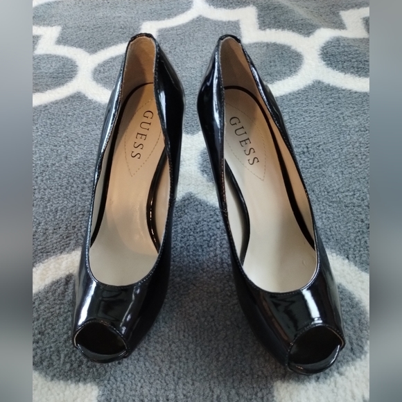 Guess Patent Look Peep Toe Stiletto Heels 👠 - Picture 9 of 12